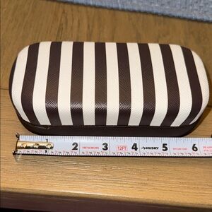 Henri Bendel Striped Brown and Cream Glasses Case